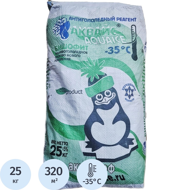 Изображение товара Реагент противогололедный Аквайс Бишофит мешок 25 кг до -35°C