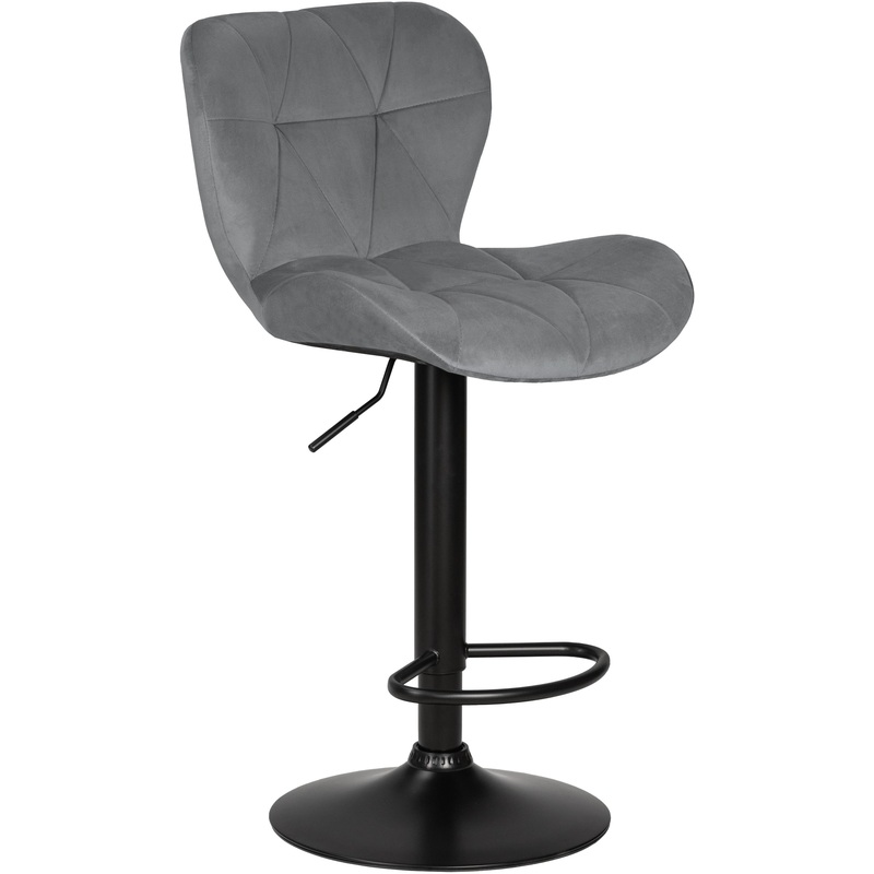 Изображение товара Барный стул LM-5022_BlackBase серый велюр чёрный каркас регулируемый вращающийся