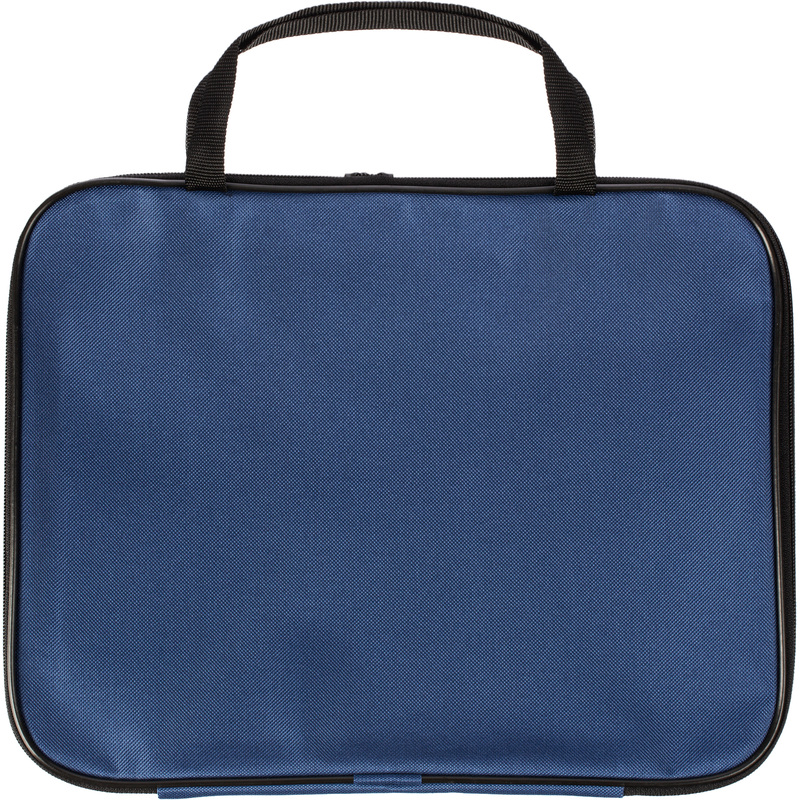 Изображение товара Папка для тетрадей А4 с одним отделением на молнии и ручками синяя российское производство