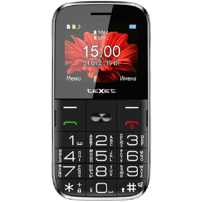 Изображение товара Мобильный телефон teXet TM-227B черный 2.2 дисплей камера FM радио