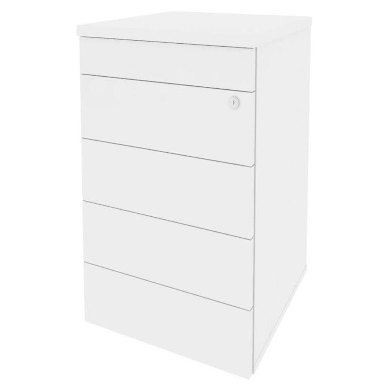 Изображение товара Тумба приставная Onix O.TP-4TIP с центральным замком белый бриллиант 432x460x750 мм 5 ящиков