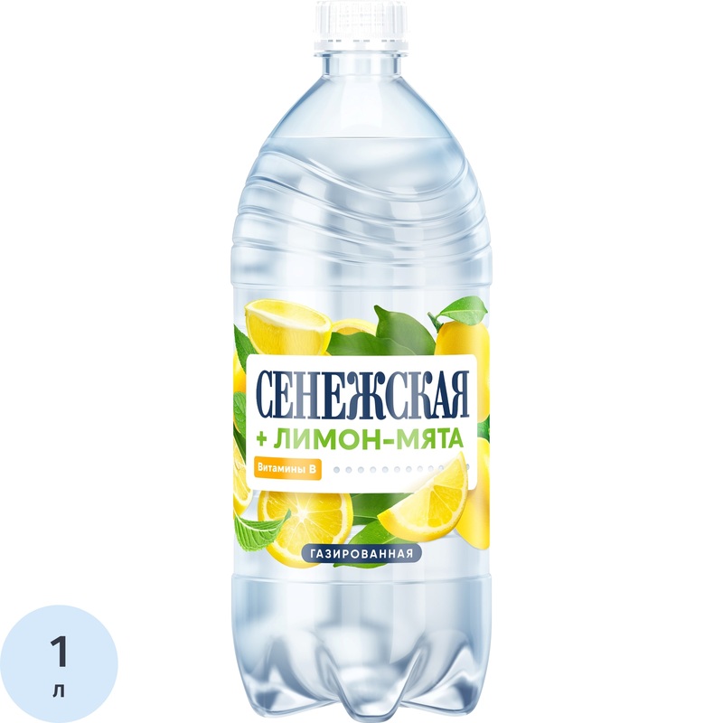 Изображение товара Вода Сенежская газированная со вкусом лимон-мята 1 л натуральный напиток
