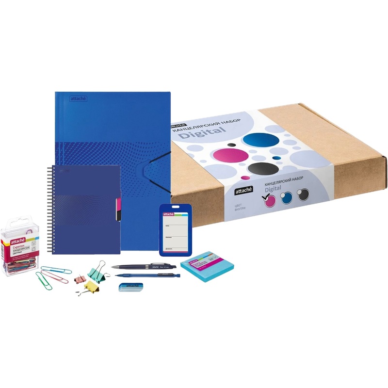 Изображение товара Канцелярский набор Attache Selection Digital синий 9 предметов для офиса и учебы