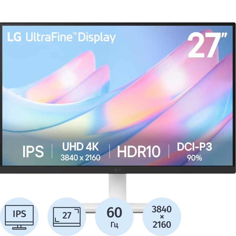 Изображение товара Монитор LG UltraFine 27US500-W 27 дюймов 4K IPS белый