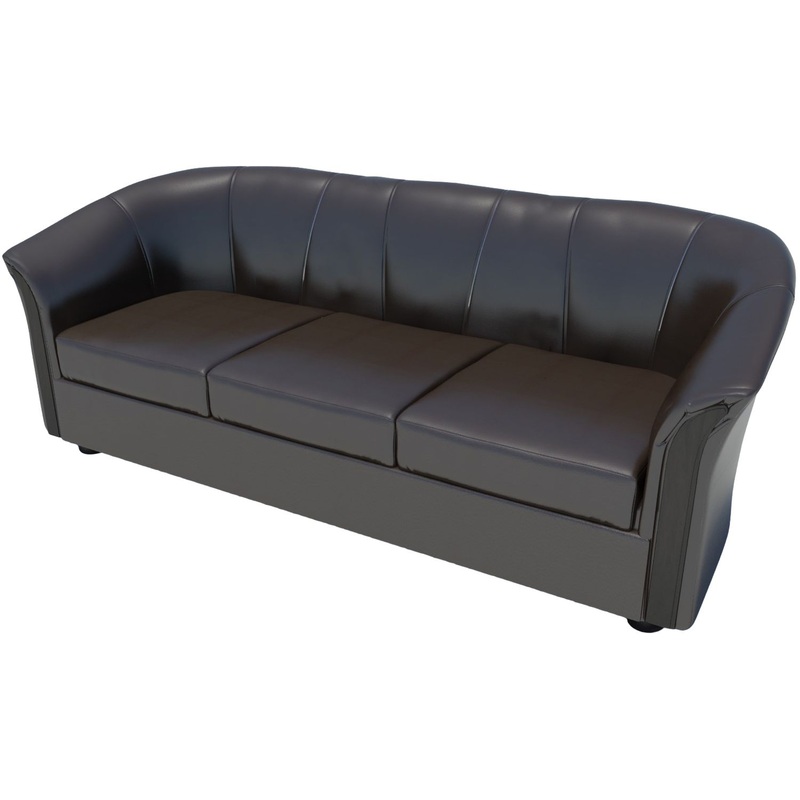 Изображение товара Трехместный диван Фаворит Ф-3 из экокожи коричневого цвета