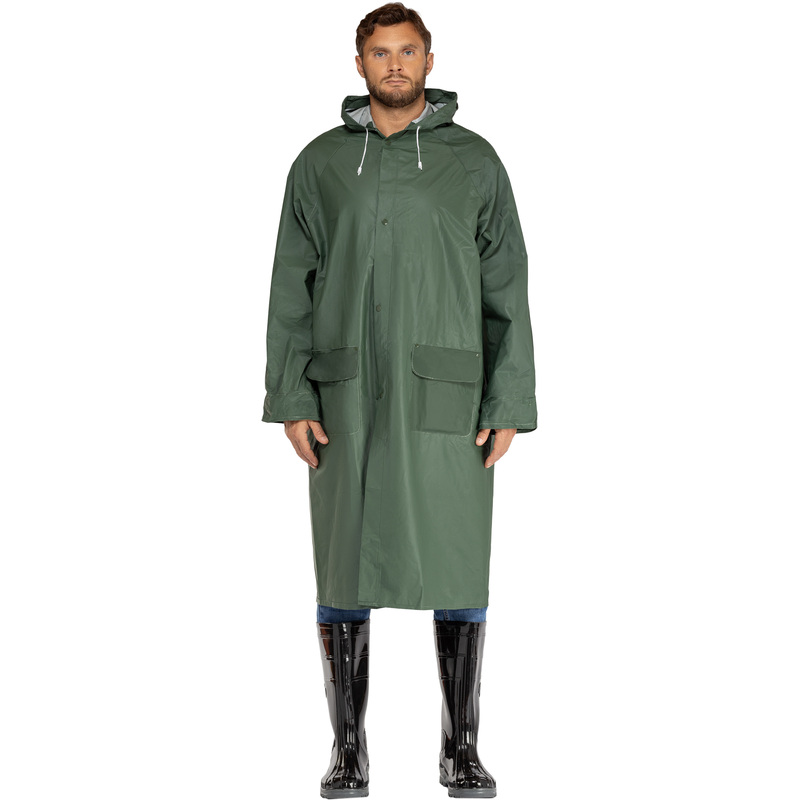 Изображение товара Влагозащитный плащ Delta Plus МA305 полиэстеровый на кнопках зелёный 56-58 размер