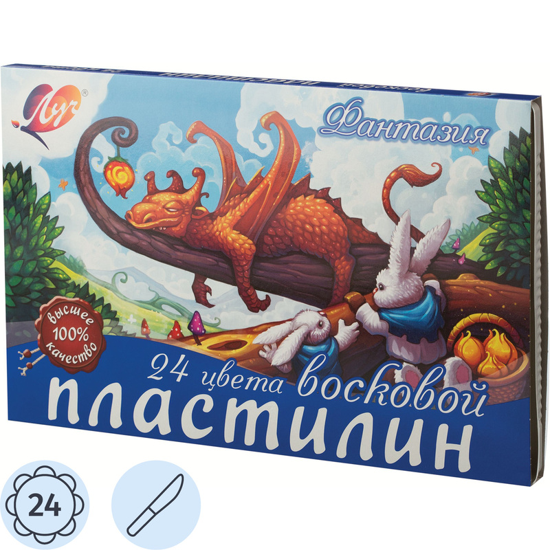 Изображение товара Пластилин восковой Луч Фантазия 24 цвета 360 грамм