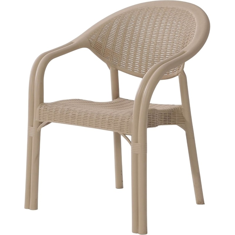Изображение товара Кресло Bambo бежевое из пластика с плетёным полотном стильное и прочное
