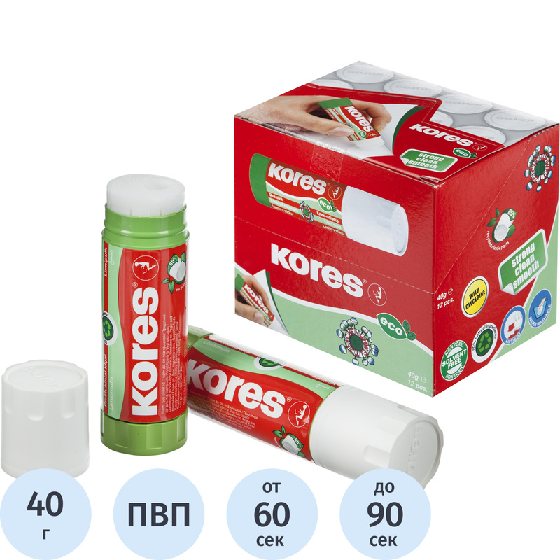 Изображение товара Клей-карандаш Kores Glue-Eco 40 г для бумаги и картона