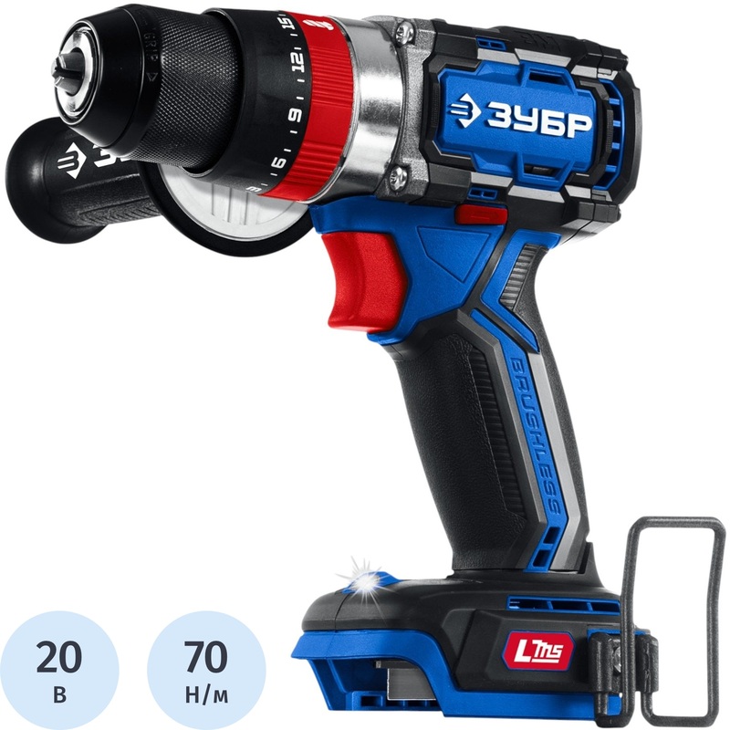 Изображение товара Дрель-шуруповёрт ударная аккумуляторная Зубр бесщёточная без АКБ и ЗУ (DBS-70)