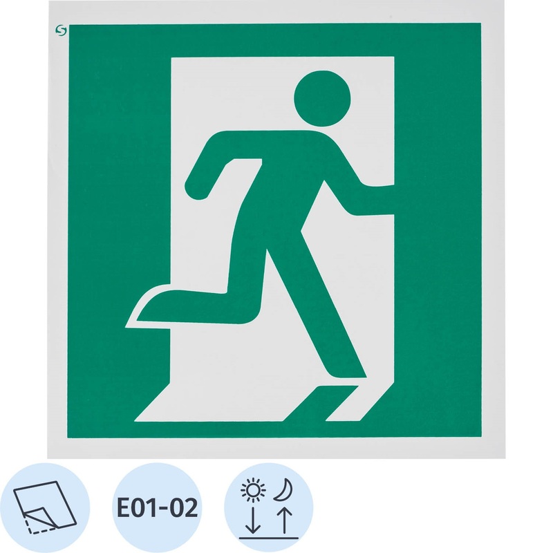 Изображение товара Знак безопасности выход здесь правосторонний фотолюминесцентный 200х200 мм