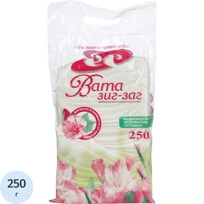 Изображение товара Вата Емельянъ Савостинъ Зиг-Заг хирургическая нестерильная 250 г