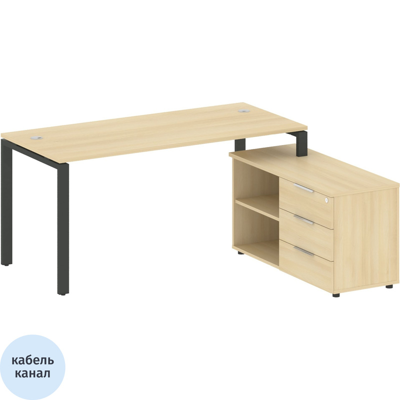 Изображение товара Стол угловой Metal System Style БП.РС-СТС-2.4Пр правый с тумбой