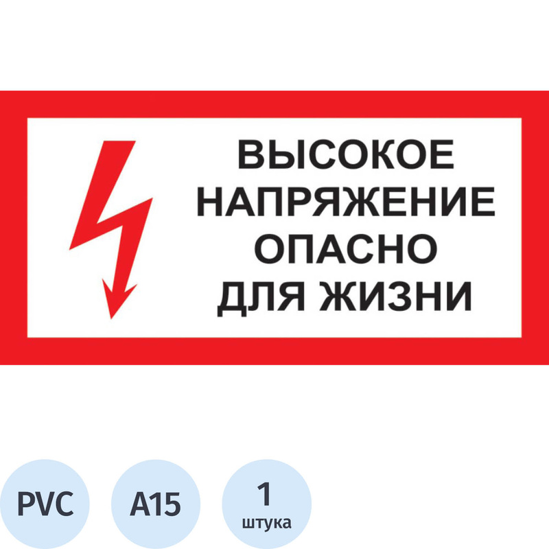 Знак безопасности Высокое напряжение опасно для жизни A15 300х150 мм