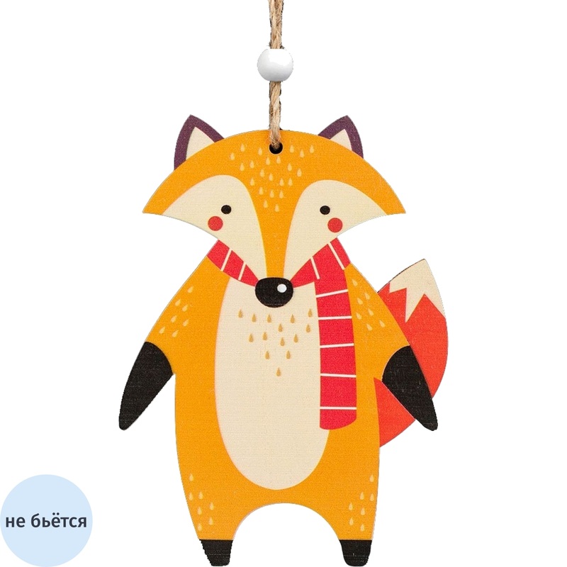 Изображение товара Ёлочная игрушка Erich Krause Лиса на прогулке дерево разноцветная (высота 11 см)