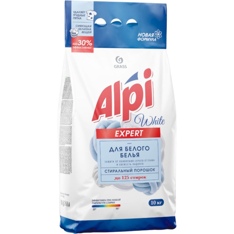 Изображение товара Порошок стиральный автомат Grass Alpi Expert Super White 10 кг для белого белья
