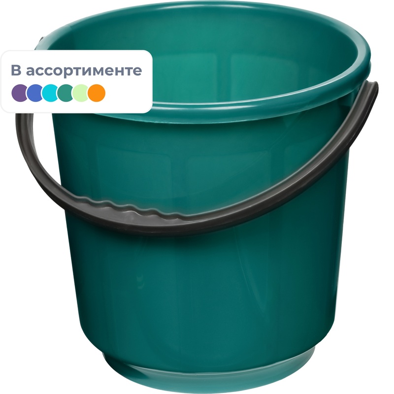 Изображение товара Ведро 10 л пластиковое для пищевых продуктов хозяйственное круглая ручка Россия