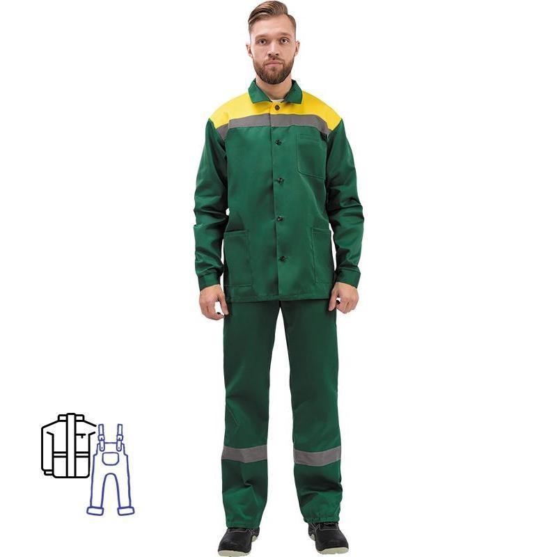 Изображение товара Костюм рабочий летний мужской л02-КПК с СОП зеленый/желтый (размер 64-66, рост 182-188)