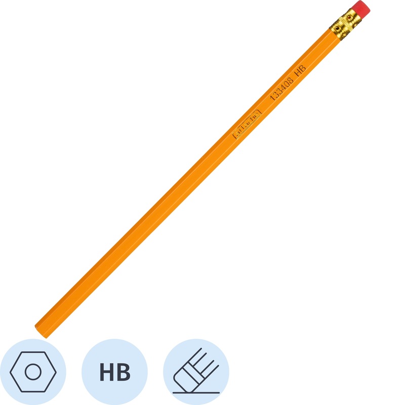 Изображение товара Карандаш чернографитный деревянный HB с ластиком Attache незаточенный шестигранный (10 штук в упаковке)