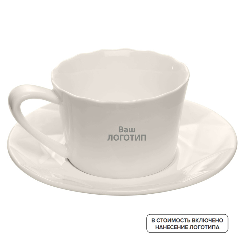 Изображение товара Чайная пара Diamante Bianco 220 мл фарфор подарочная с индивидуальной печатью