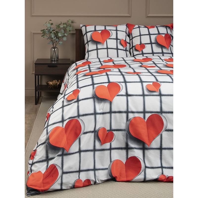Изображение товара Постельное белье Amore Mio Origami 93831 2-спальное микрофибра бело-красное
