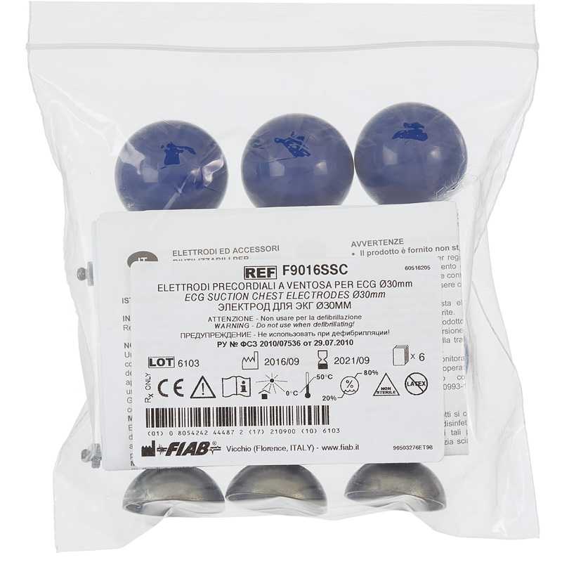 Изображение товара Многоразовые электроды для ЭКГ Fiab взрослые 30 мм 6 шт