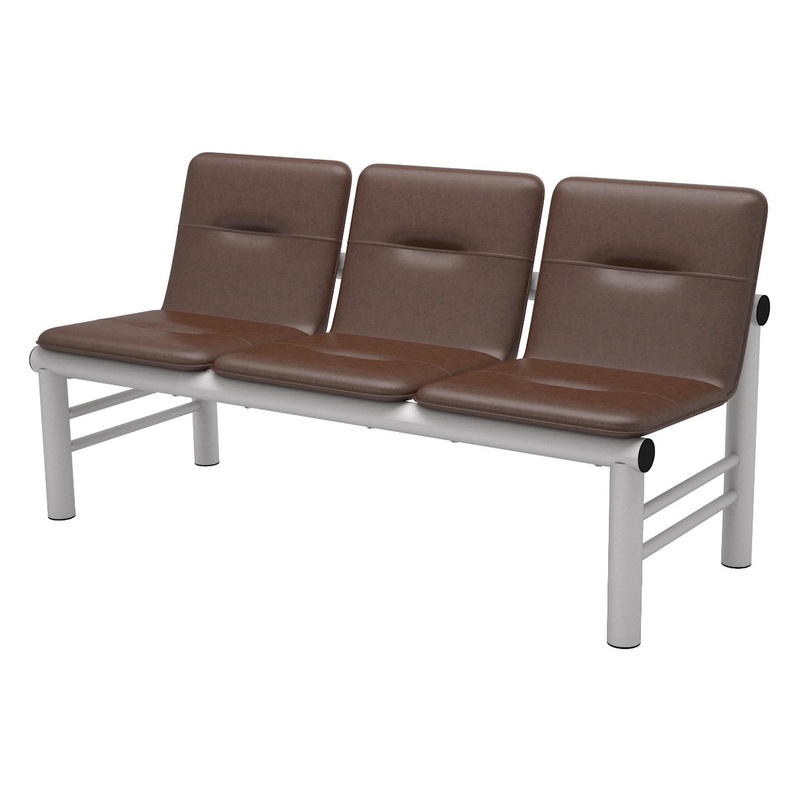 Изображение товара Многоместная секция Троя тёмно-коричневый серый из искусственной кожи металл