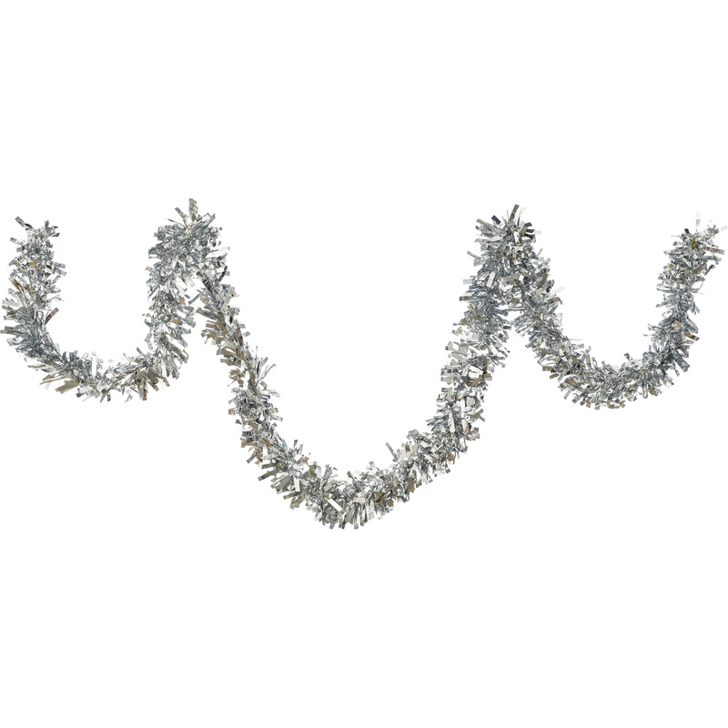Изображение товара Ёлочная новогодняя мишура серебристая 200 см для украшения интерьера