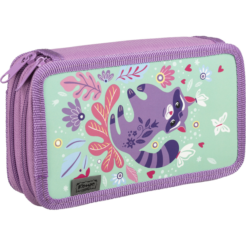 Изображение товара Пенал школьный Комус Класс Енот двухсекционный яркий и вместительный для детей