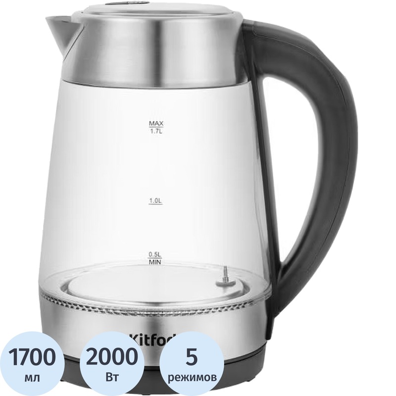 Изображение товара Чайник электрический Kitfort КТ-6107 серебристый