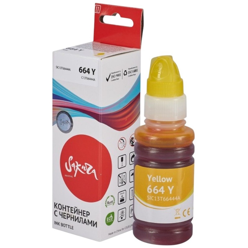 Изображение товара Чернила Sakura T6644 Y желтые совместимые для принтеров Epson 6500 страниц