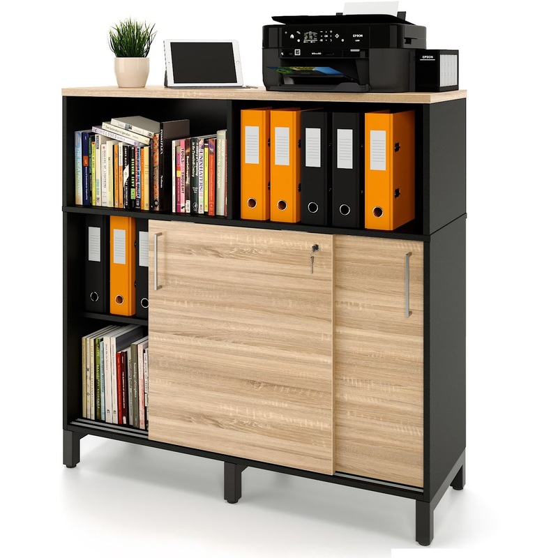 Изображение товара Стеллаж для документов Zamm Формат 11432 дуб бардолино и чёрный 1200х600х1207 мм