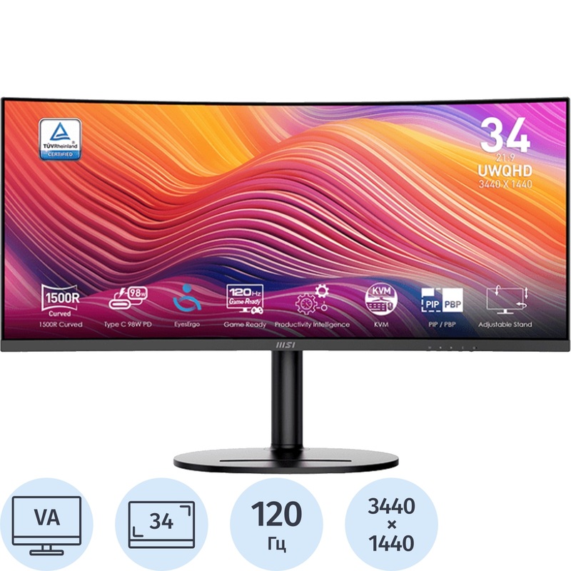 Изображение товара Монитор 34 MSI MD342CQP изогнутый 120 Гц HDR HDMI DisplayPort USB