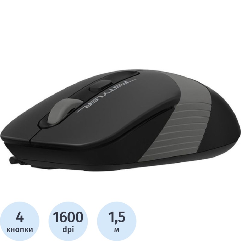 Изображение товара Игровая мышь A4Tech Fstyler FM10 с проводным подключением 1600 dpi черно-серая