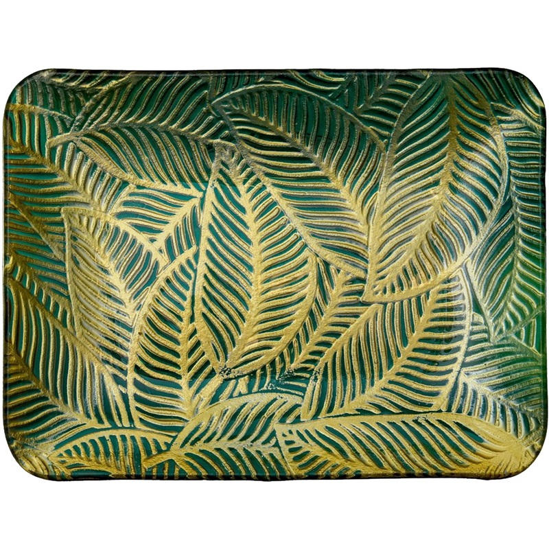 Изображение товара Декоративное стеклянное блюдо Вещицы Листья 30.5x22.5 см для интерьера