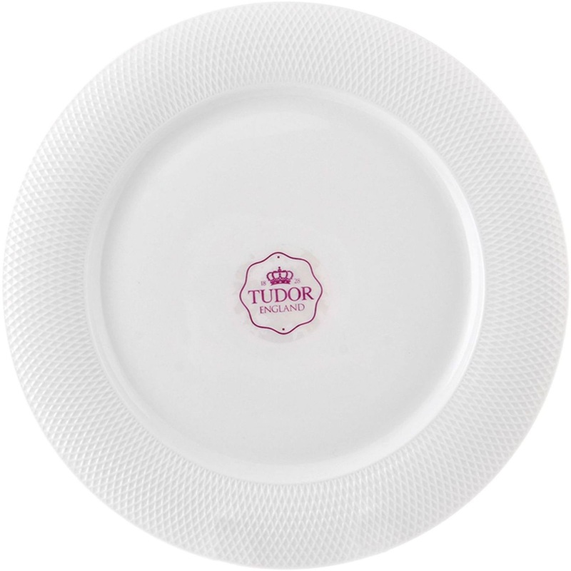 Изображение товара Обеденная фарфоровая тарелка Tudor England Royal Sutton 28 см, белая, 6 шт