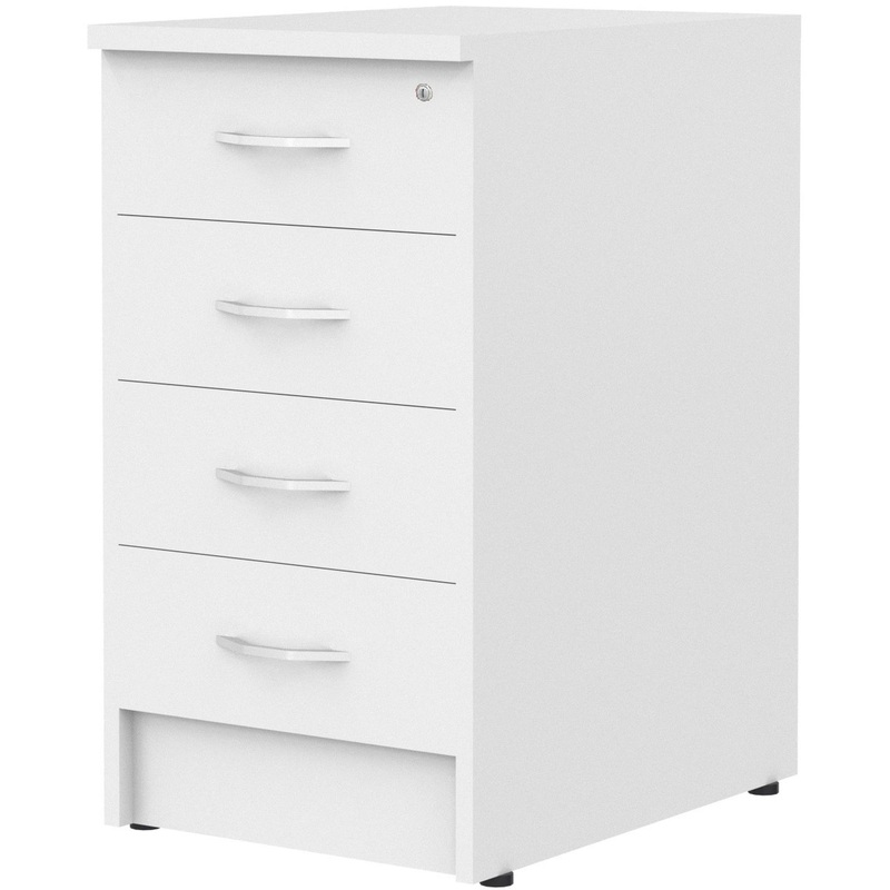 Изображение товара Тумба приставная Imago с замком на 4 ящика белая 412х450х753 мм