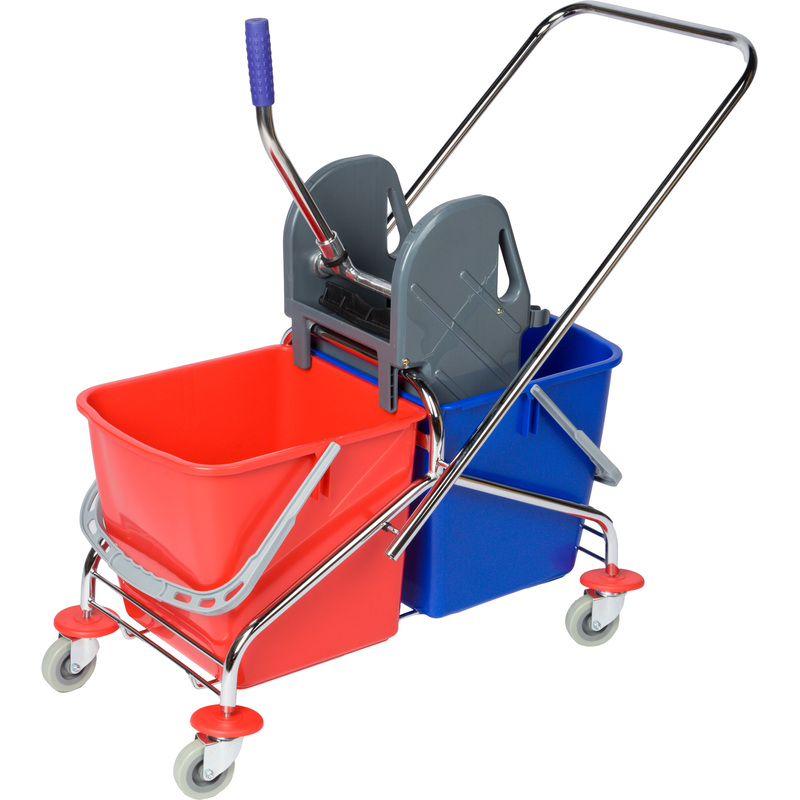 Изображение товара Профессиональная уборочная тележка Luscan с двумя ведрами и механизмом отжима 2x26 л