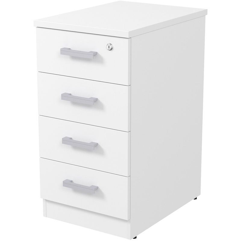 Изображение товара Тумба приставная 2ТЗ.002.2 белая закрытая с 4 ящиками и замком