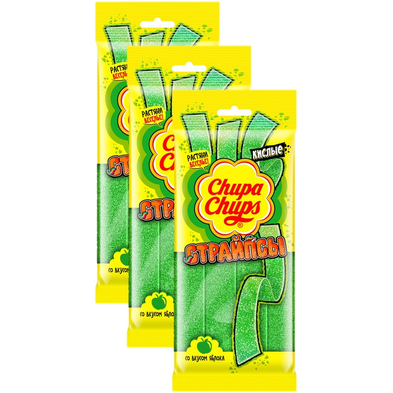 Изображение товара Мармелад Chupa Chups Страйпсы Яблоко 120 г (3 шт в упаковке)