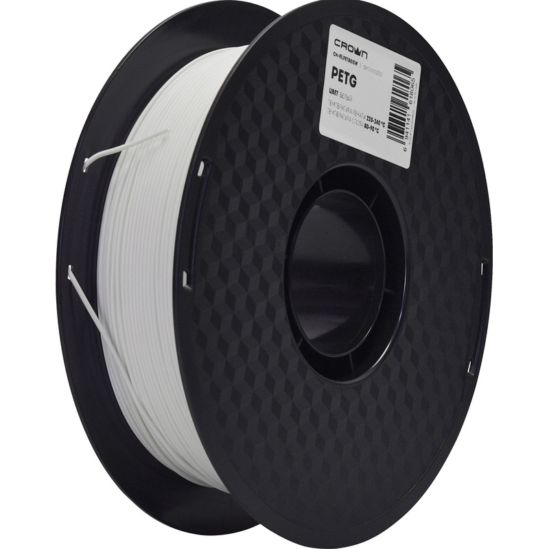 Изображение товара PETG белый 1.75 мм 1 кг для 3D-принтера Crown Micro