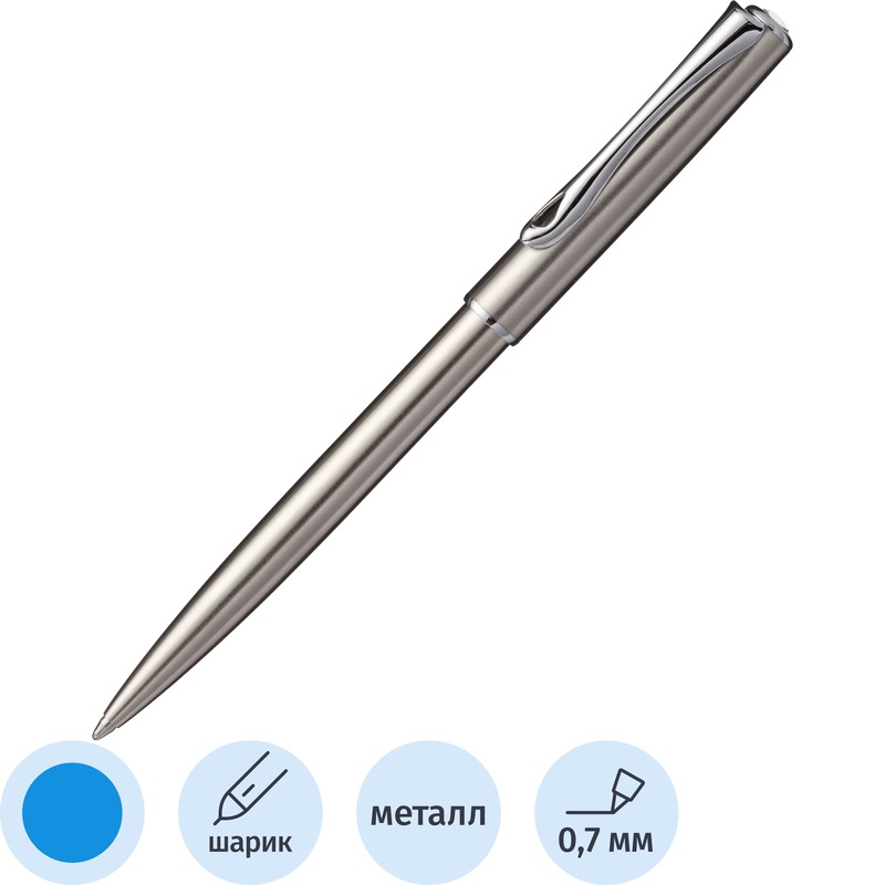 Изображение товара Ручка шариковая Diplomat Traveller Stainless Steel цвет чернил синий, цвет корпуса серебристый (артикул производителя D10061083)