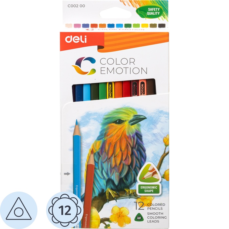 Изображение товара Карандаши цветные Deli Color Emotion 12 цветов трёхгранные