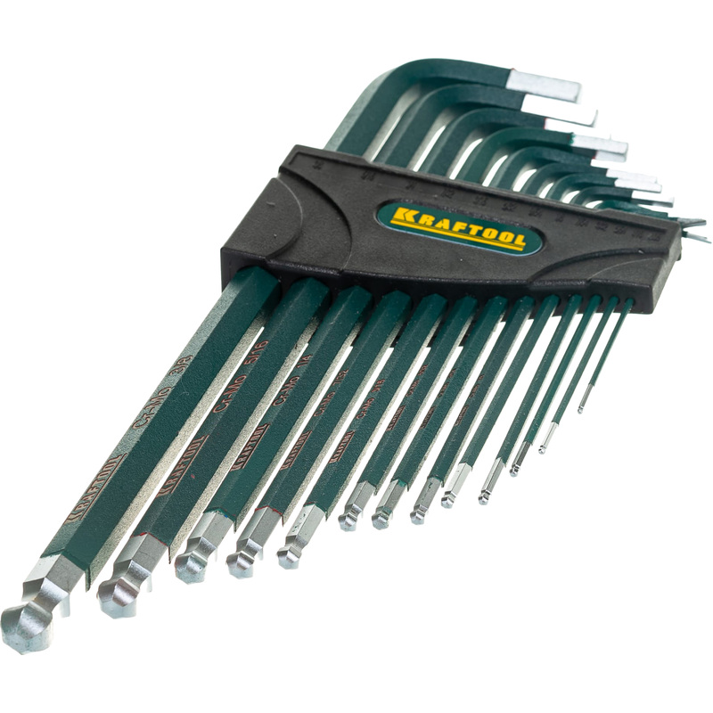 Изображение товара Набор ключей г-образных 1/16-3/8 с шаром 13шт Kraftool Industrie