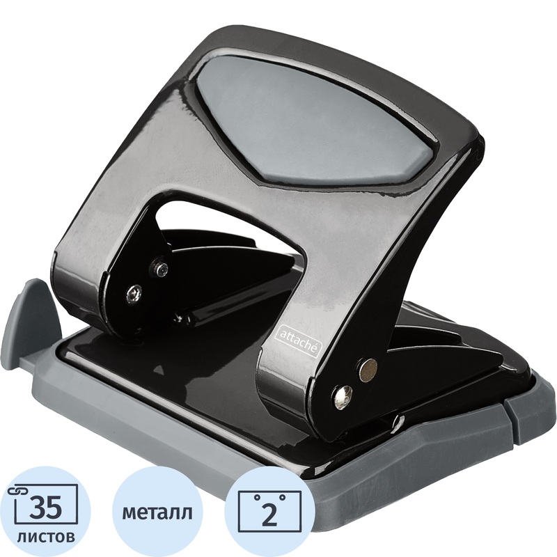 Изображение товара Дырокол Attache до 35 листов черный для офисных документов