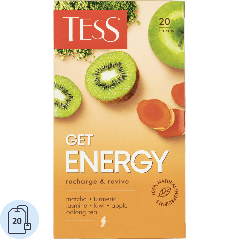 Изображение товара Чай улун Tess Get Energy с жасмин киви и растительными компонентами 20 пакетиков