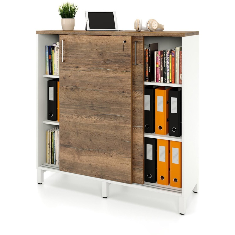 Изображение товара Стеллаж для документов Zamm Формат 11445 дуб галифакс олово/белый 1200х600х1210 мм