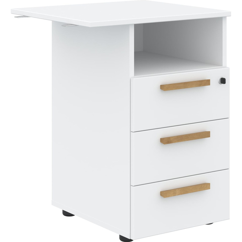 Изображение товара Тумба приставная Forta с центральным замком 570х504х733 мм белый премиум