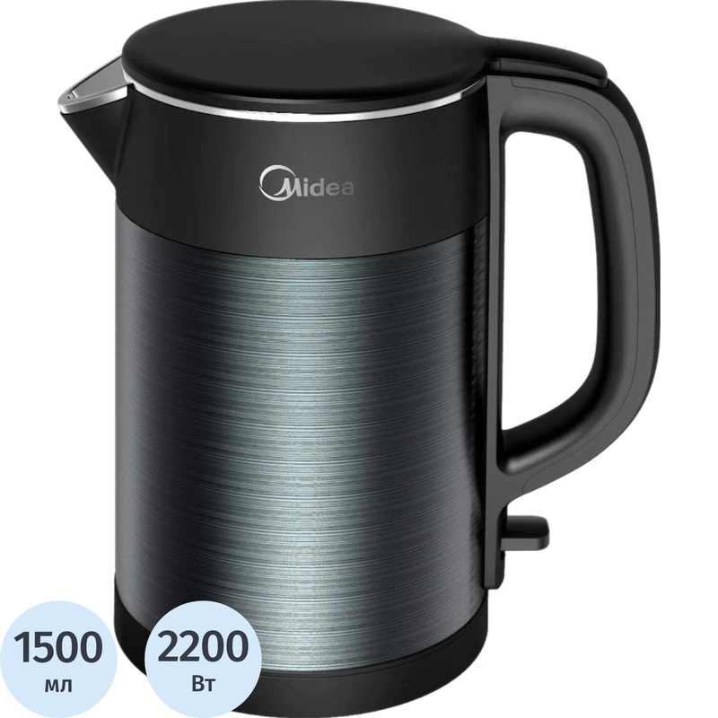 Изображение товара Электрический чайник Midea MK-8076 1.5 литра черный с фильтром, отключением