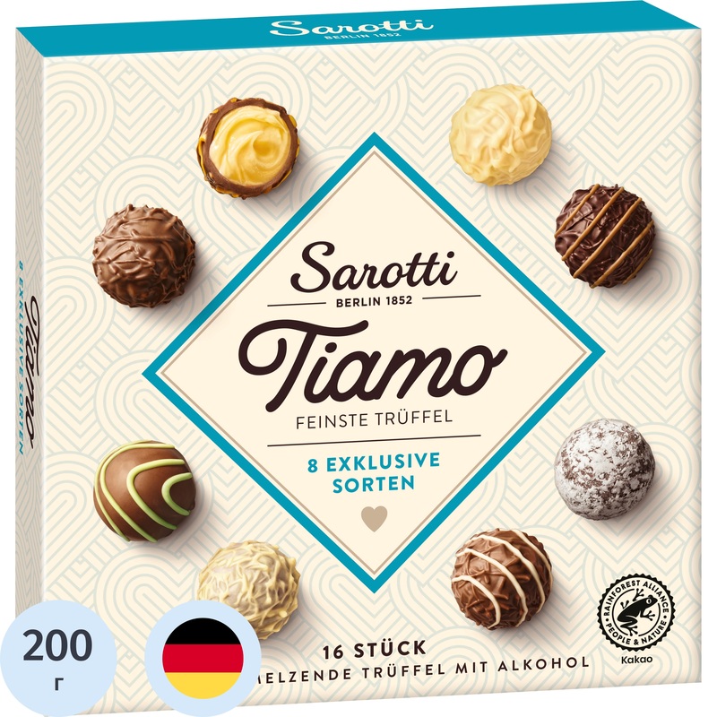 Изображение товара Конфеты Sarotti Tiamo ассорти с алкоголем 200 г 7 штук в упаковке
